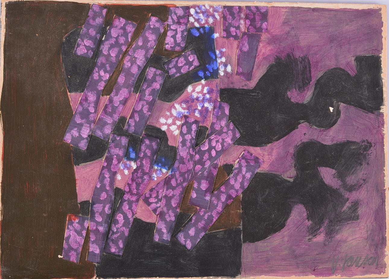 VIDE JANSSON. Oljemålning med collage.