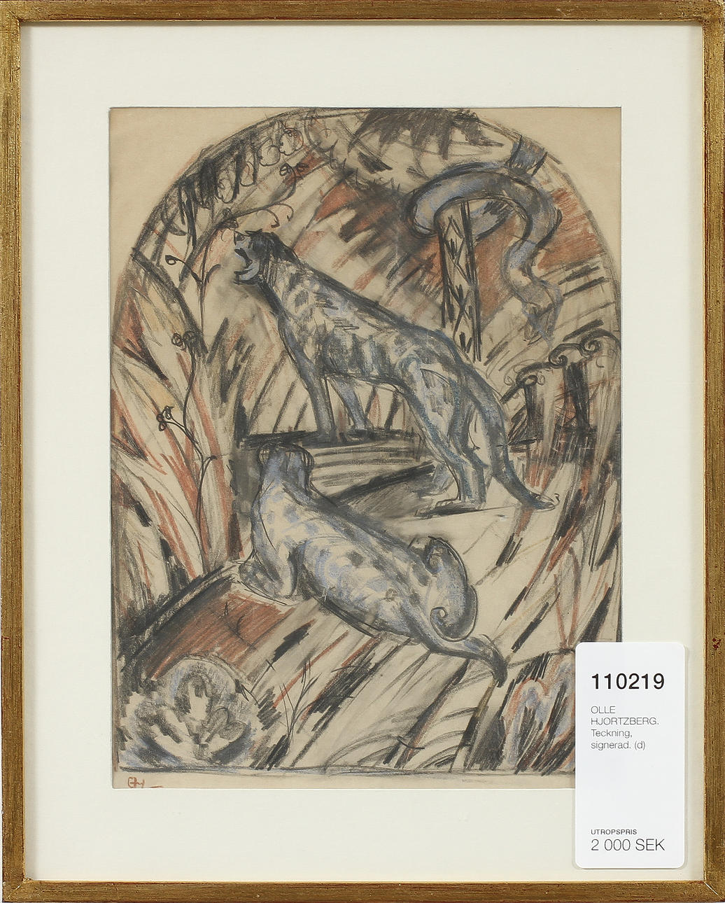 OLLE HJORTZBERG. Teckning, signerad.