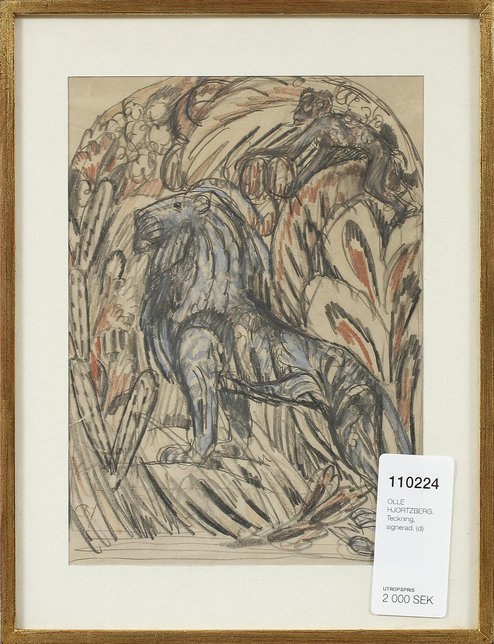 OLLE HJORTZBERG. Teckning, signerad.