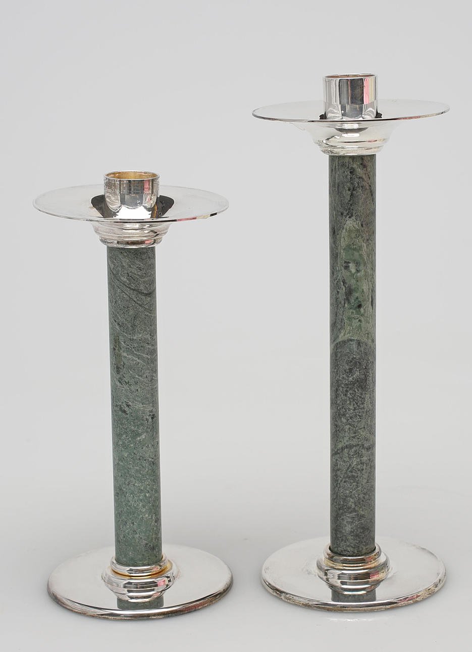 LJUSSTAKAR, 2 st, nysilver, Scandia Silver, 1900-talets senare del.