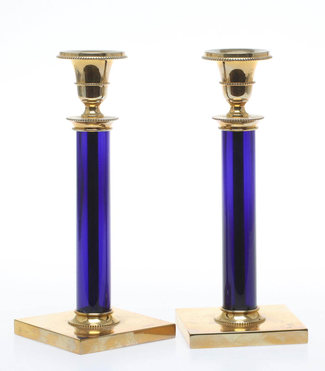 LJUSSTAKAR 1 par, mässing samt glas "Carl" Peder Lamm för Skultuna.