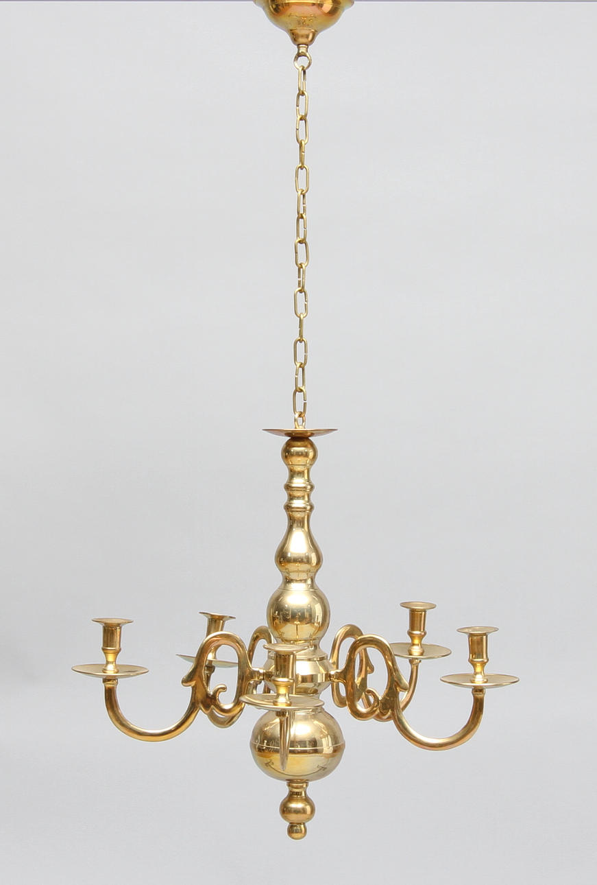 LJUSSKRONA, för 5 ljus, LJUSSTAKAR, 1 par, barockstil, mässing, 1900-tal.