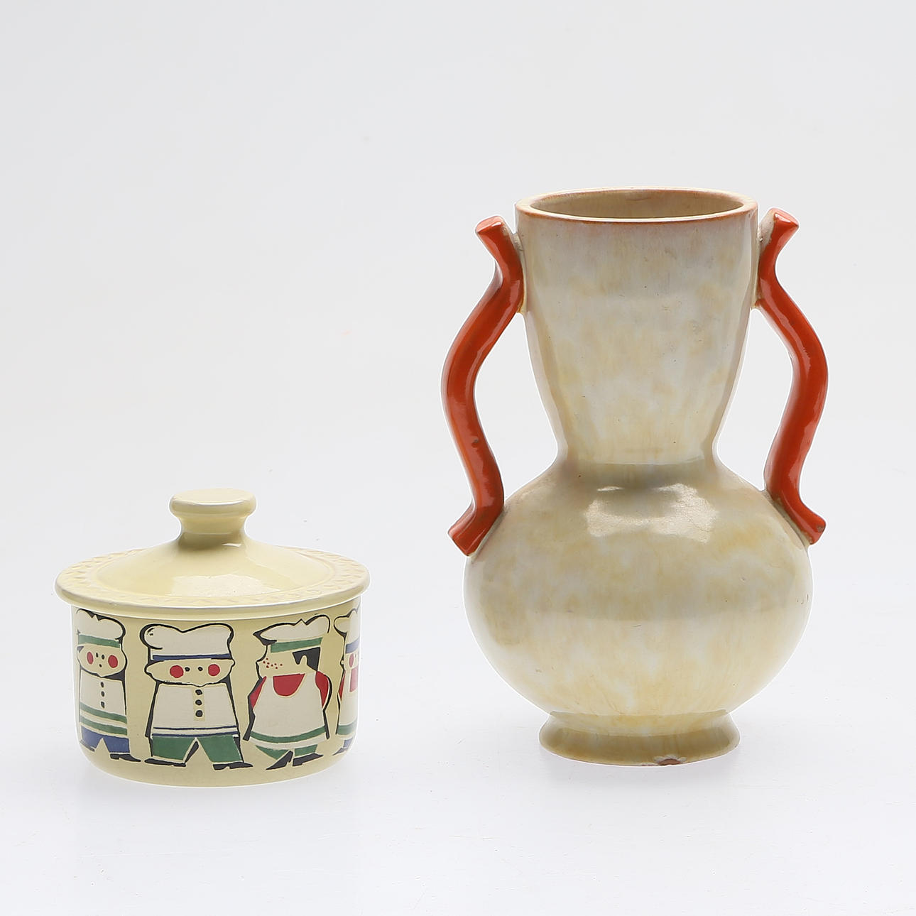 VAS samt LOCKASK, keramik, Upsala Ekeby, Ekeby.