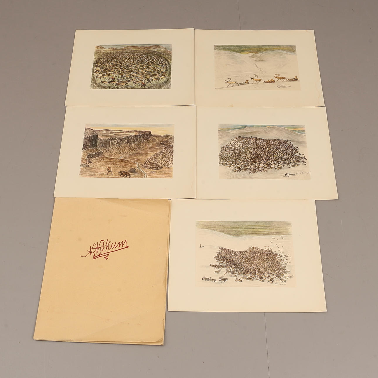 NILS NILSSON SKUM. Litografiska tryck, 5 stycken.