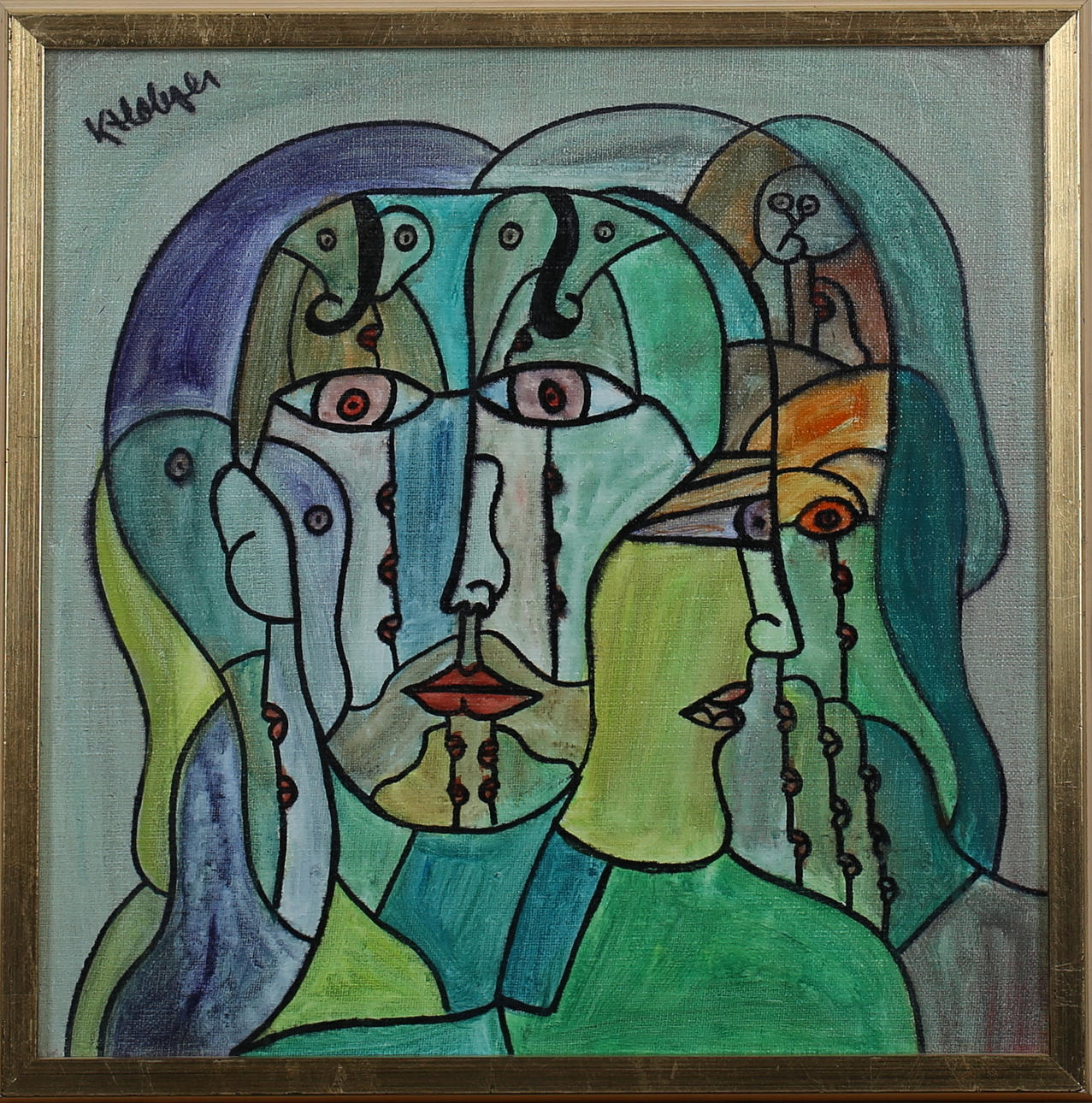 KJELL HOBJER. "Drömmen om Nina i november 1989". Olja på duk. Signerad K Hobjer.