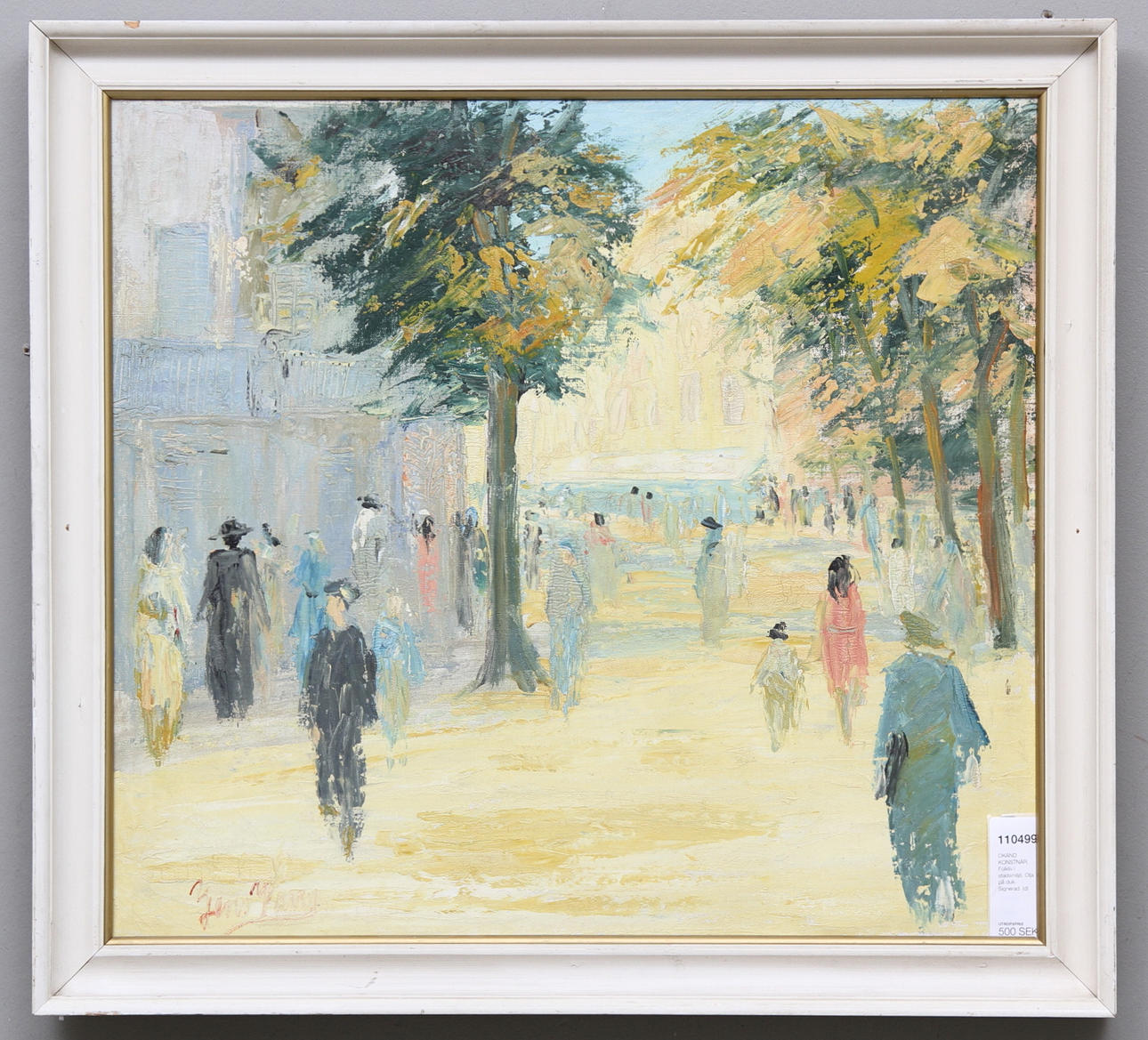 JENS WANG. Folkliv i stadsmiljö. Olja på duk. Signerad.