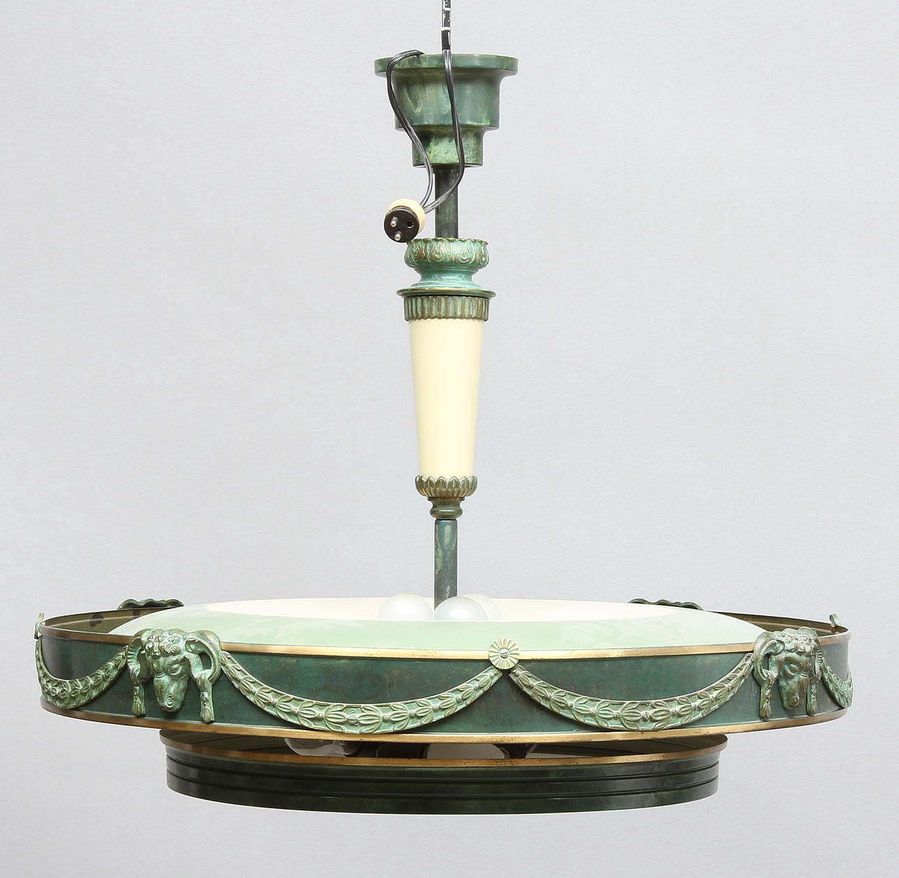 TAKPLAFOND, glas, metall. 1920/30-tal.