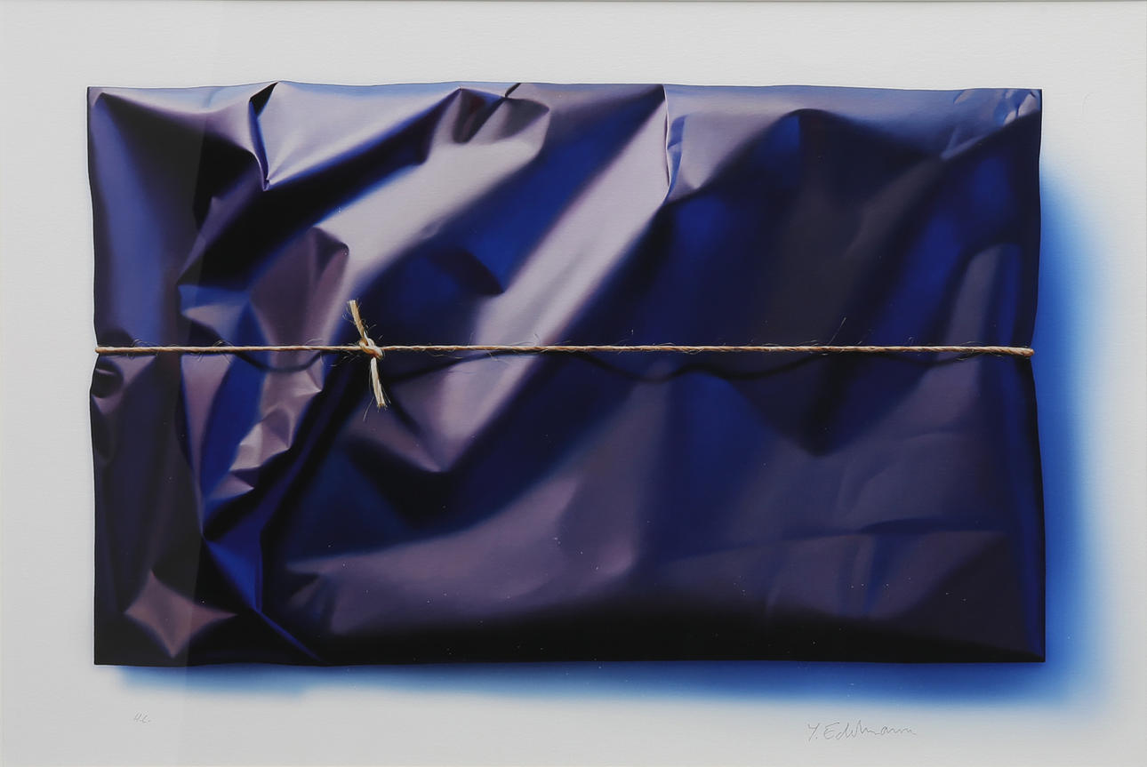 YRJÖ EDELMANN. package with blue paper and string.