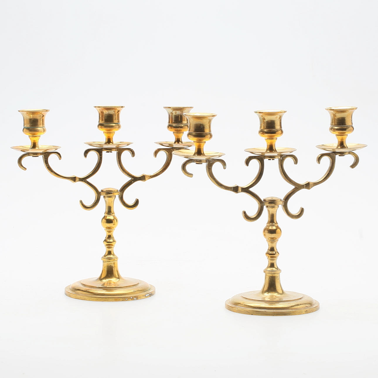 CANDLES, a pair, brass, 20th century.