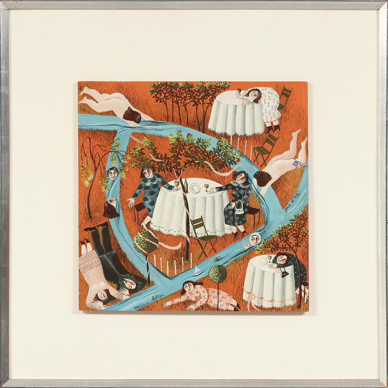 DOMINIQUE SELLIER. "Jour d' Eté". Olja på pannå, signerad.