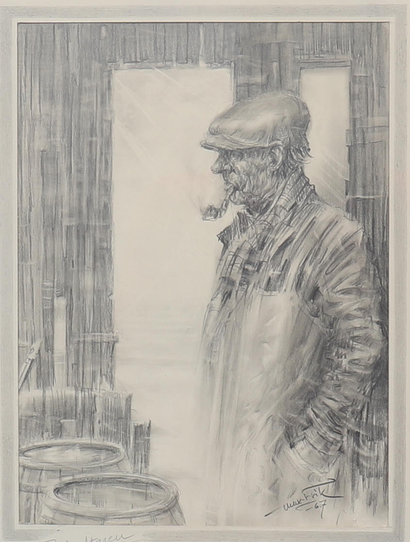 MAX ERIK OHLSSON. Teckning, "Sillsaltaren".