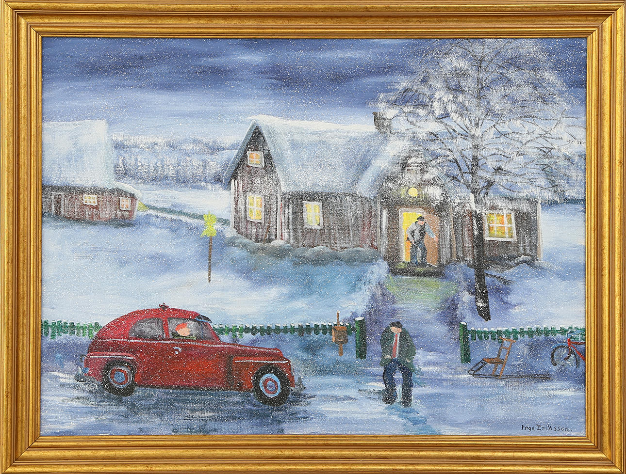 INGE ERIKSSON. Winter environment, oil on canvas, signed.