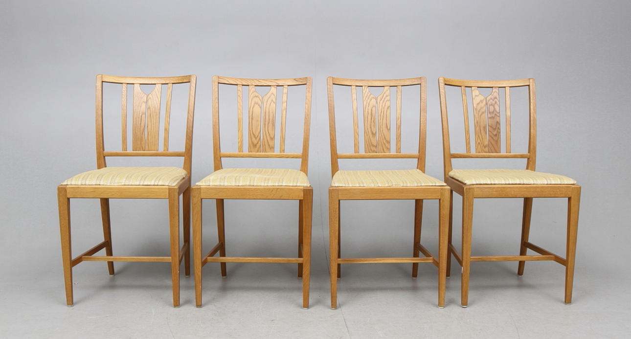 STOLAR, 4 st, "Ulfåsa", Carl Malmsten, Svenska Möbelfabrikerna Bodafors.