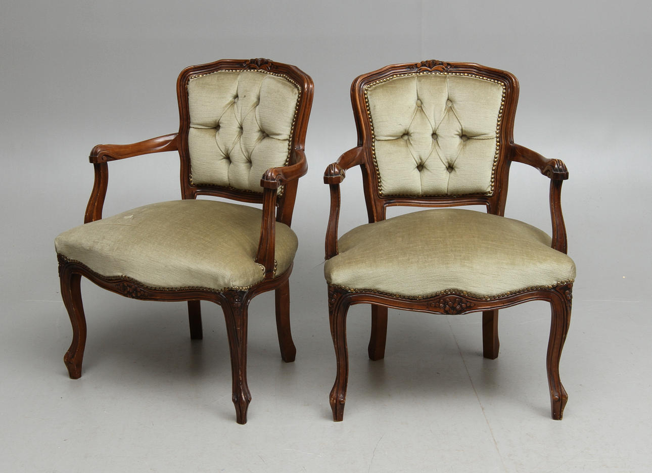 KARMSTOLAR, 1 par, rokokostil, 1900-tal.