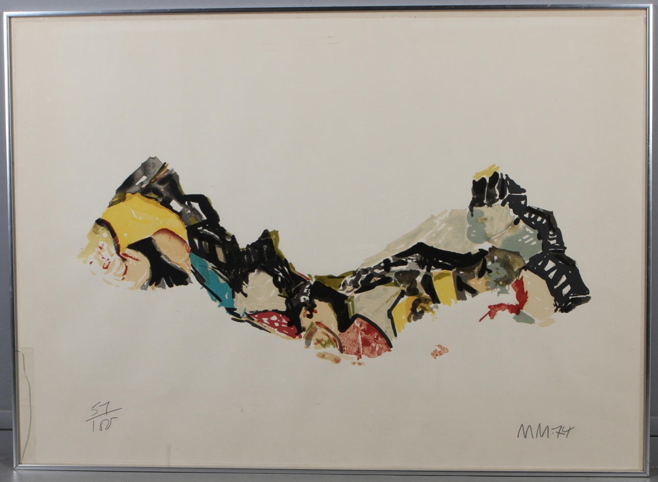 MALCOLM MORLEY. Komposition, färglitografi, signerad Mm, daterad - 74, numrerad 57/100.