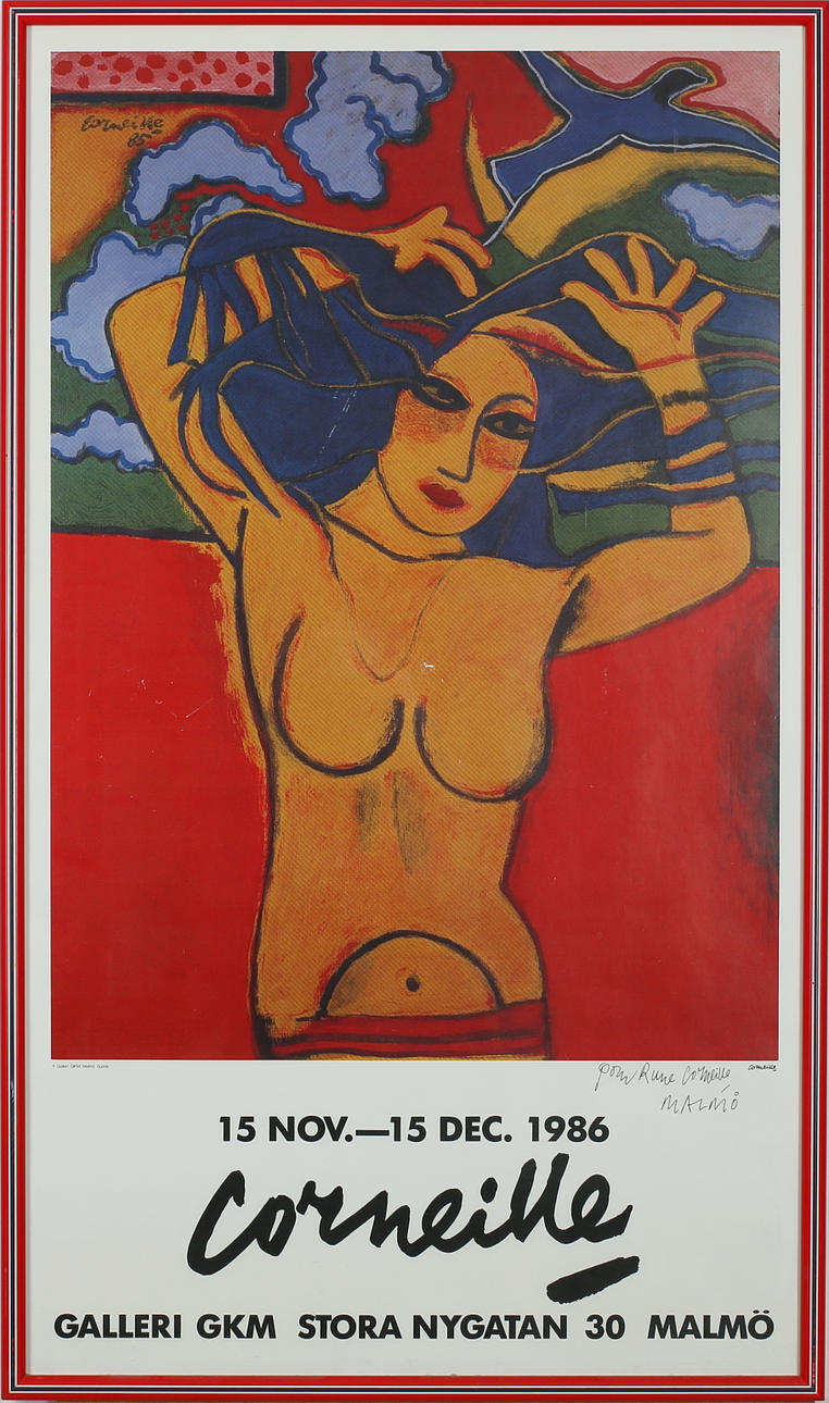 CORNEILLE. "Corneille 15 nov. - 15 dec. 1986. Galleri GKM". Affisch. Signerad ... Rune Corneille, Malmö.