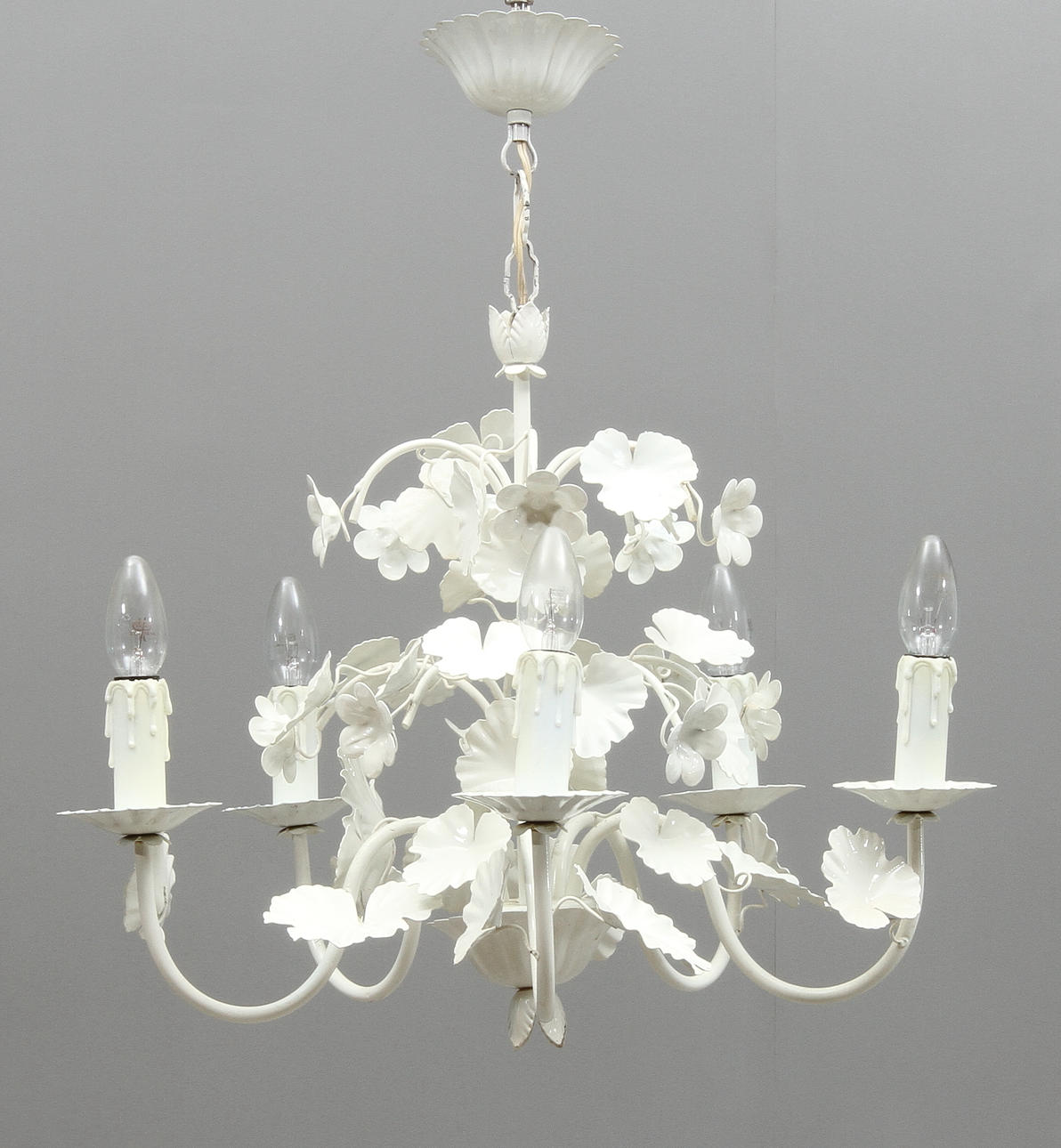 TAKLMPA, med 5 ljuspunkter, metall, 1900-tal.