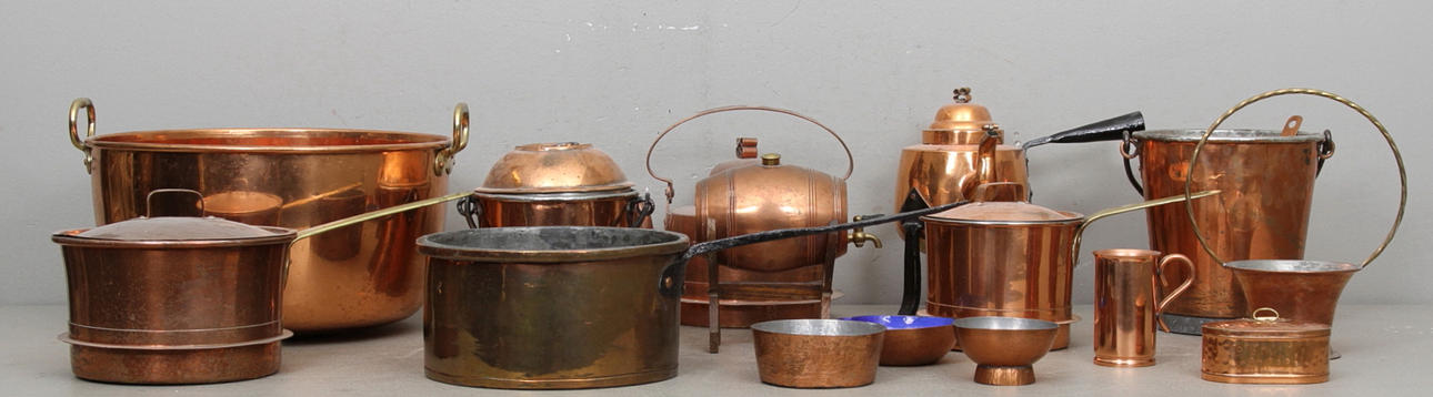 KOPPARFÖREMÅL, 15 st, 1800 respektive 1900-tal.