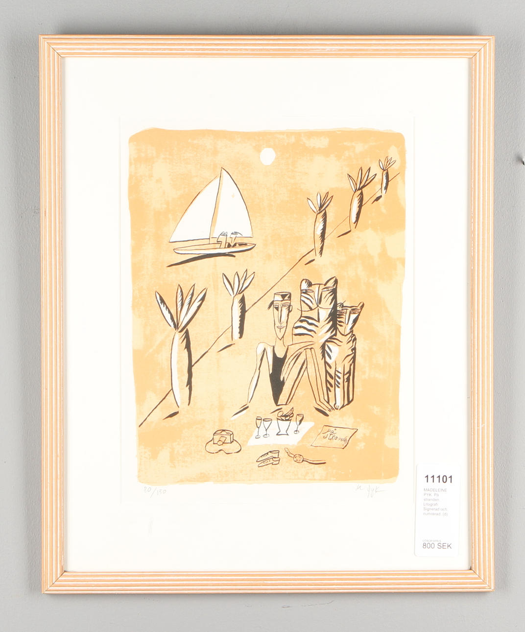 MADELEINE PYK. På stranden. Litografi. Signerad och numrerad.