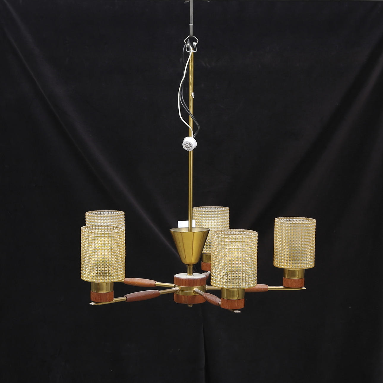 DECKENLEUCHTE, 60er Jahre, Höhe ca. 58cm.