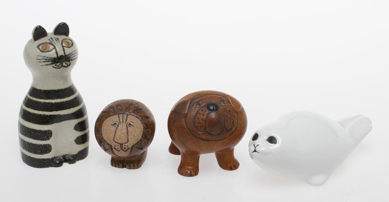 FIGURINER 4 st, keramik,Lisa Larson samt Paul Hoff, Gustavsberg.