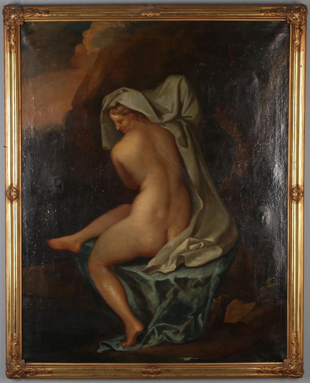 OKÄND KONSTNÄR. Efter badet, olja på duk, osignerad.