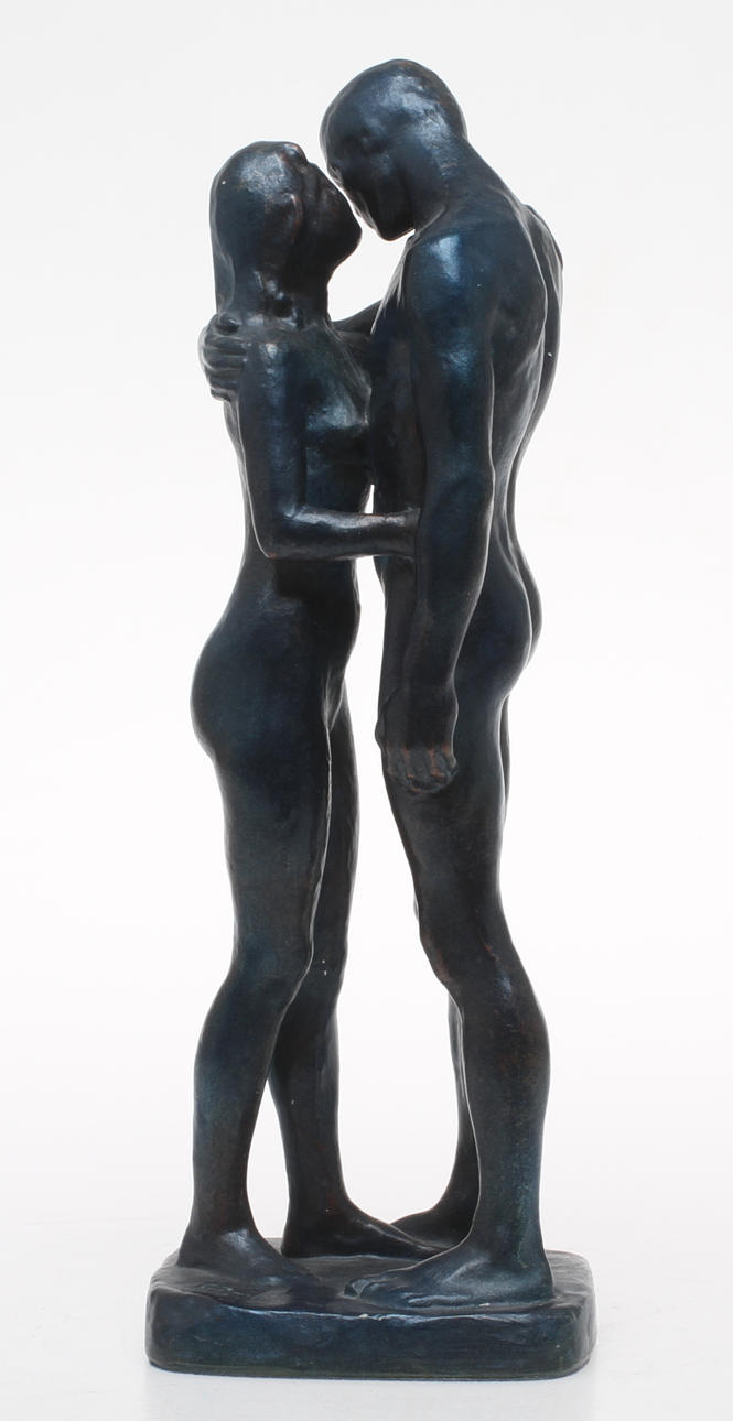 GUDMAR OLOVSON. "Les deux arbres" skulptur i patinerad gips, signerad.