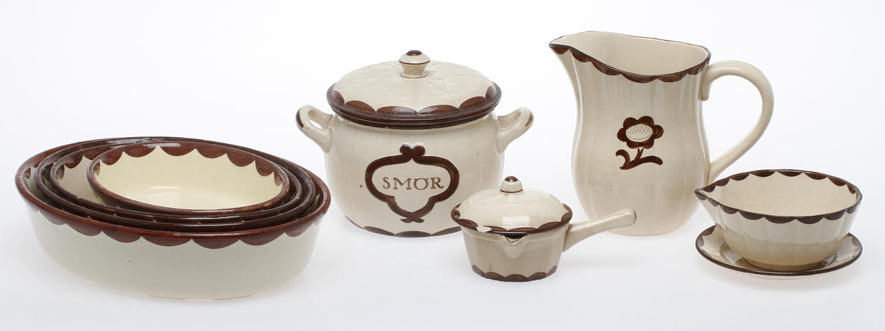 SERVISDELAR, 8 delar, flintgods, Pyro, Wilhelm Kåge, Gustavsberg.