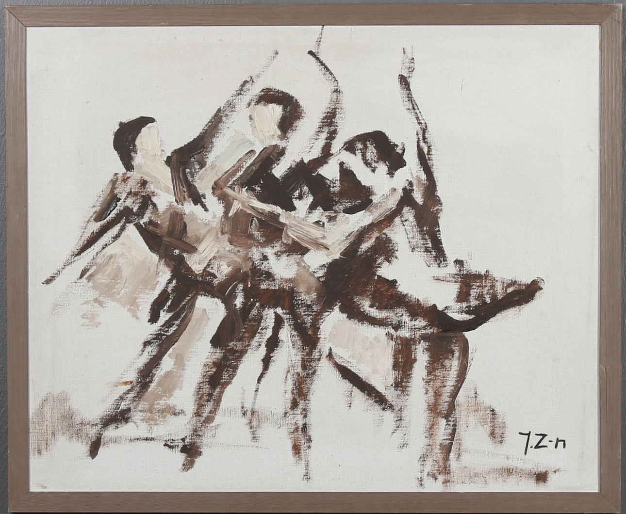 JULIUS ZEDERMAN. Olja på duk, dansande människor, 1900-tal.