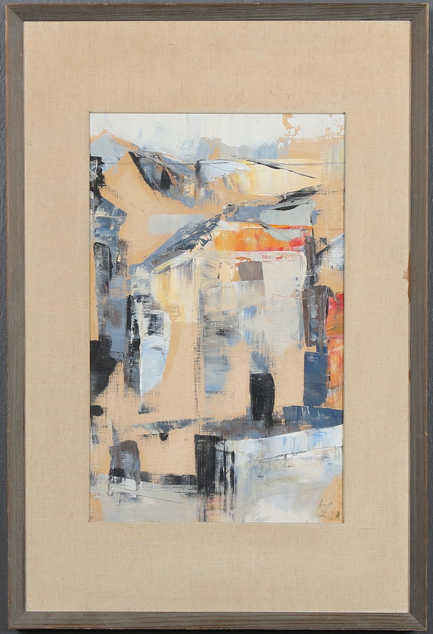 JULIUS ZEDERMAN. Olja på pannå, signerad, motiv av hussiluett,1900-tal.