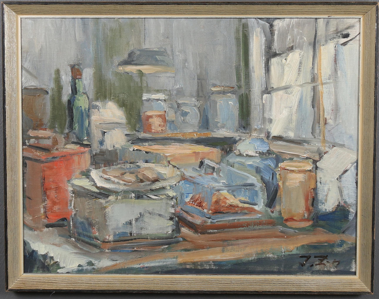 JULIUS ZEDERMAN. Olja på pannå, stilleben av kök, signerad, 1900-tal.