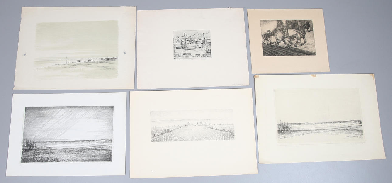 GUSTAV CRONÉR. 6 st blad, etsningar, 1900-tal.