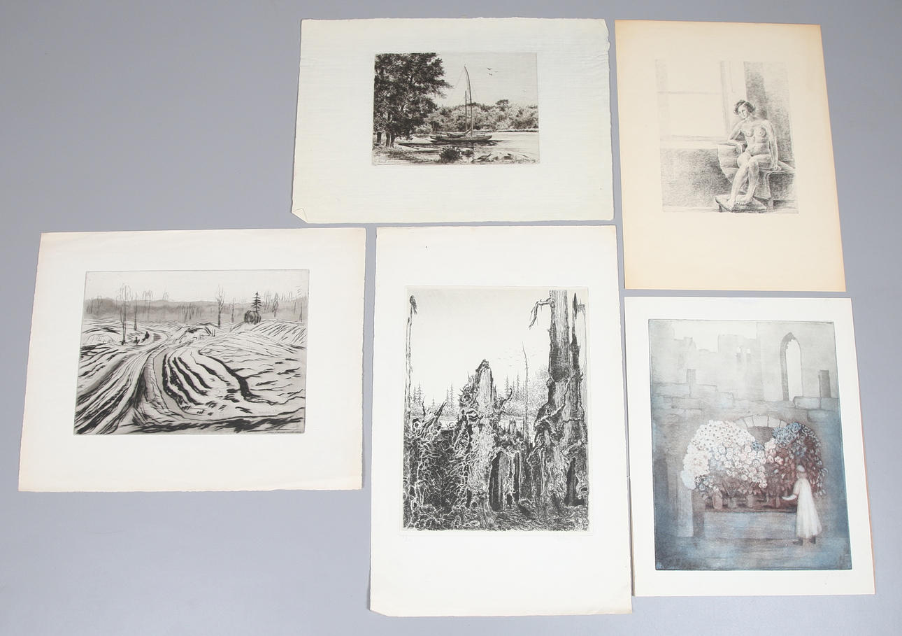 CRONÉR, ROSÉN, KNUT JANSON. 5 st Etsningar, 1900-tal.