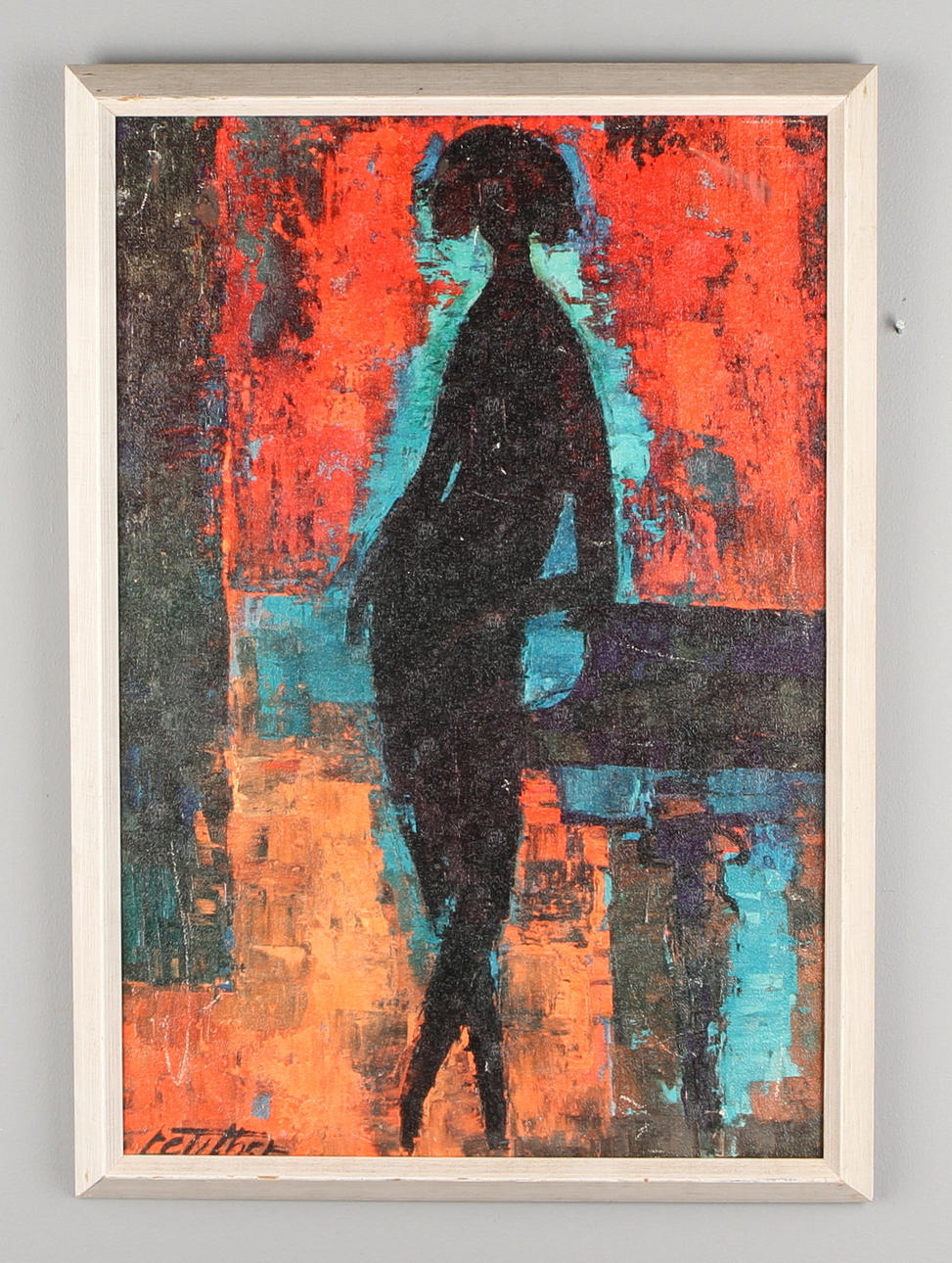 WOLF REUTHER. "Nu au Piano", olja på duk, signerad.