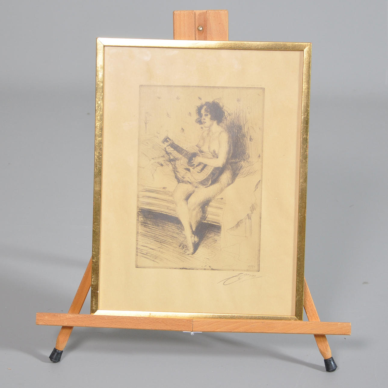 ANDERS ZORN. Efter. "Gitarrspelerskan". Litografiskt tryck, Bentsons Lito.