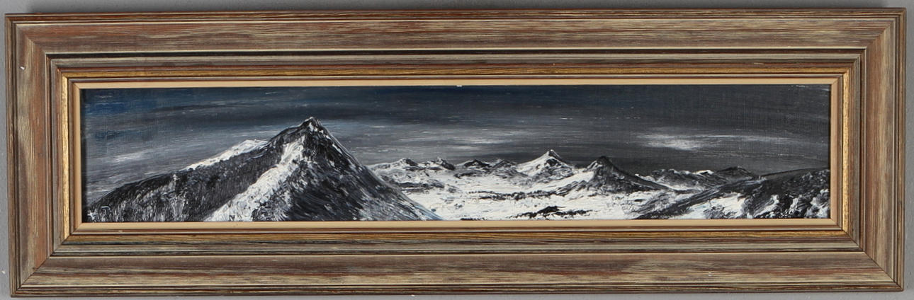 OKÄND KONSTNÄR. Motiv från Lofoten, olja på duk, monogramsignerad.