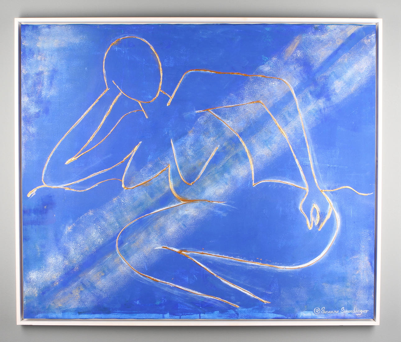 SUSANNE STRANDÄNGER. Vilande kvinna, olja på duk, signerad.