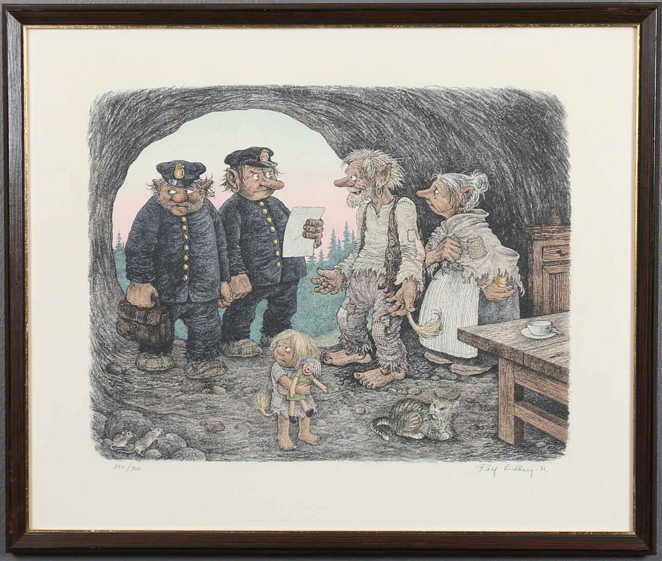 ROLF LIDBERG. Troll, färglitografi, 252/300, signerad och daterad -71.