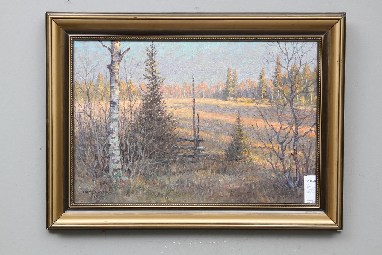 CALLE NYLAND. "Eftermiddagssol". Olja på duk, signerad och daterad 1940.
