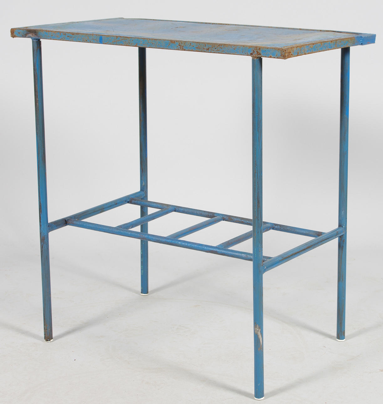 BLOMSTERBORD, blåmålad plåt/metall, 1940/50-tal.