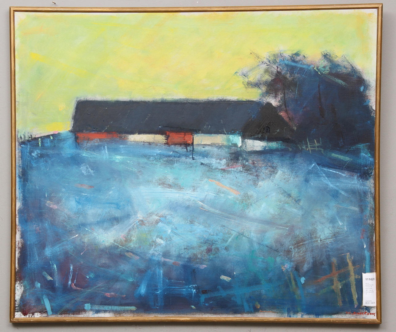 WILLE ANDERSSON. "Vinterkväll, Hovs-Hallar -66". Olja på duk. Signerad.