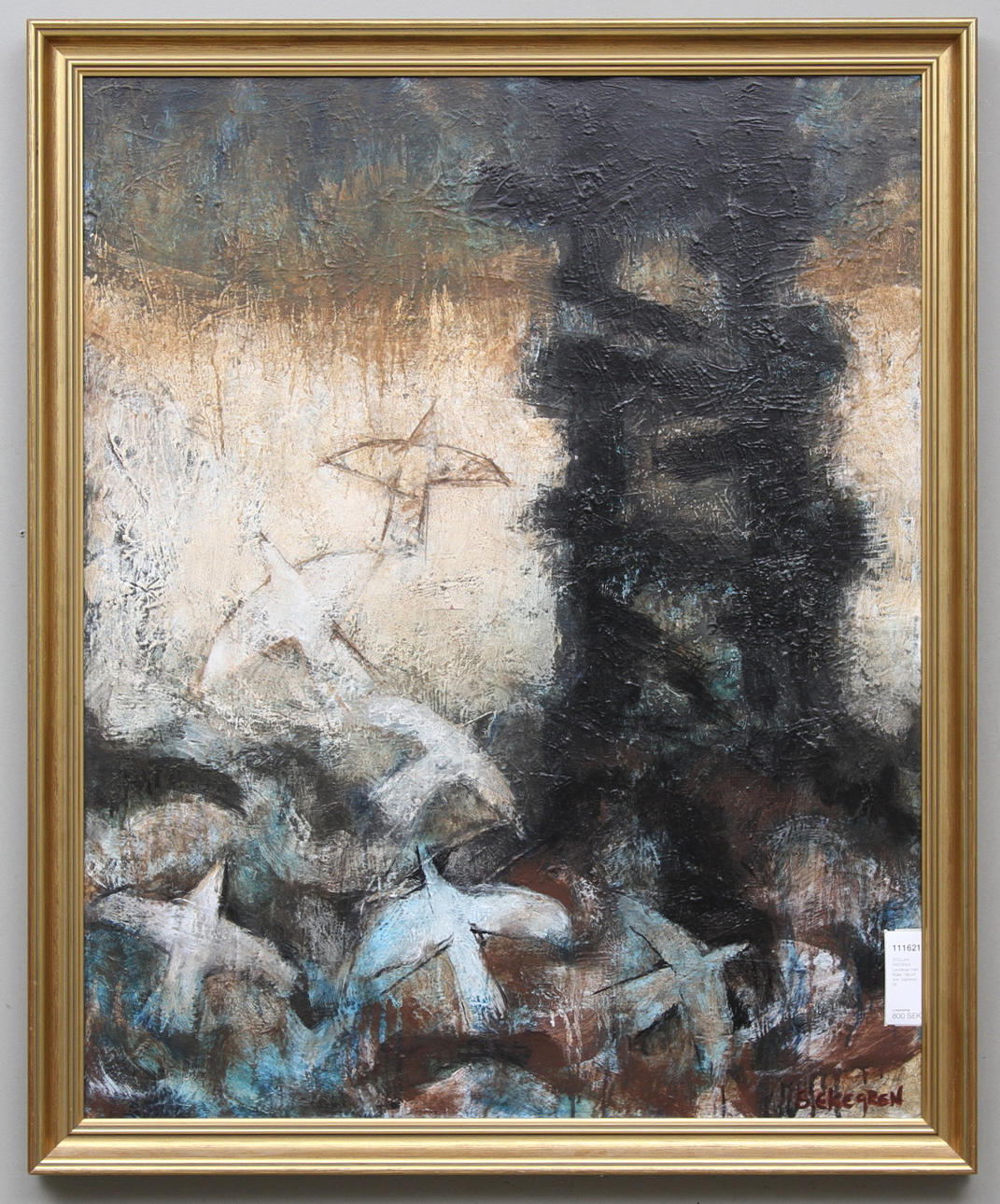 STELLAN EKEGREN. Landskap med fåglar. Olja på duk. Signerad.