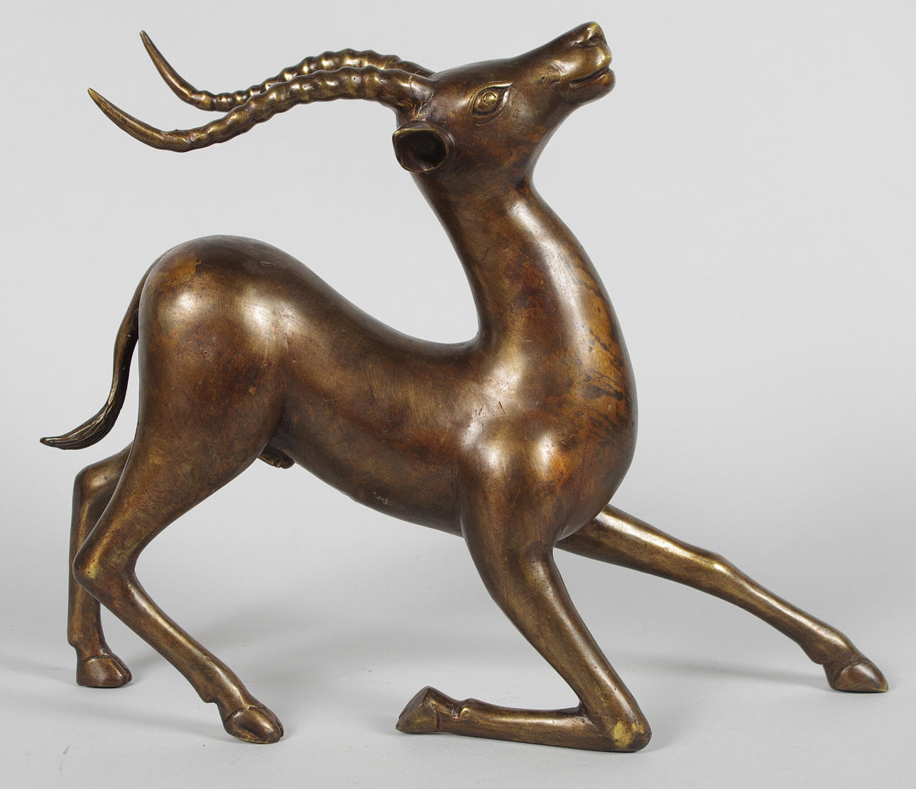 BRONSSKULPTUR, hjort, samtida.
