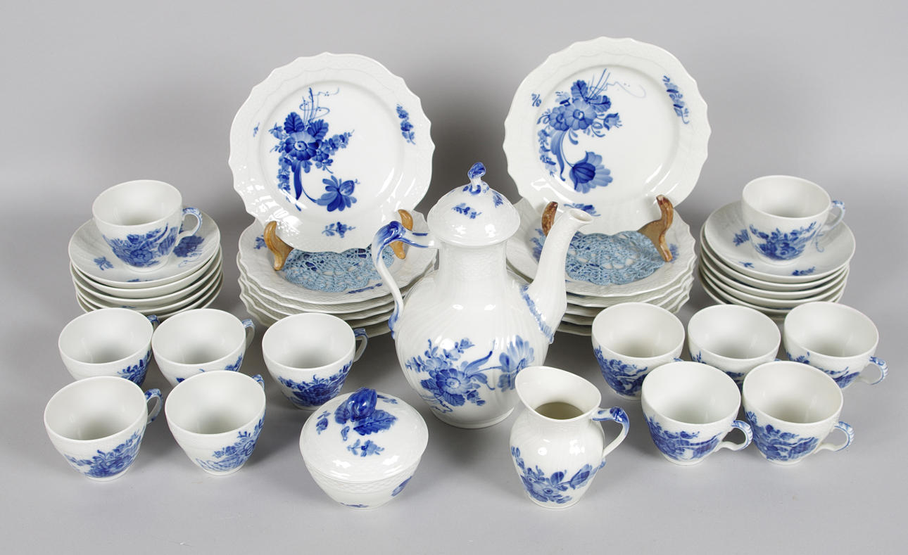 KAFFESERVIS, "Blå Blomster", Royal Copenhagen.