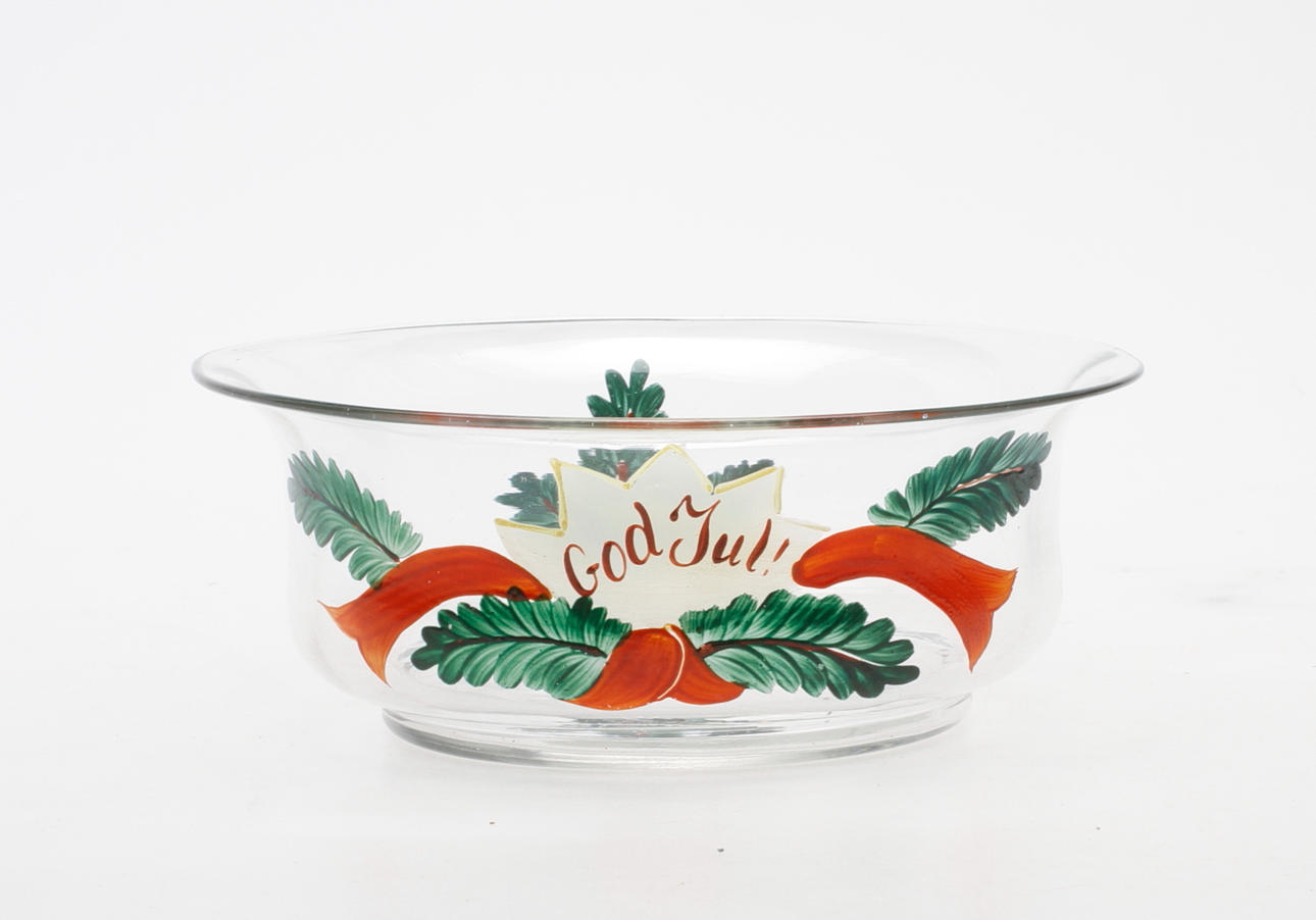 NÖTSKÅL, glas, "God Jul", 1900-talets första hälft.