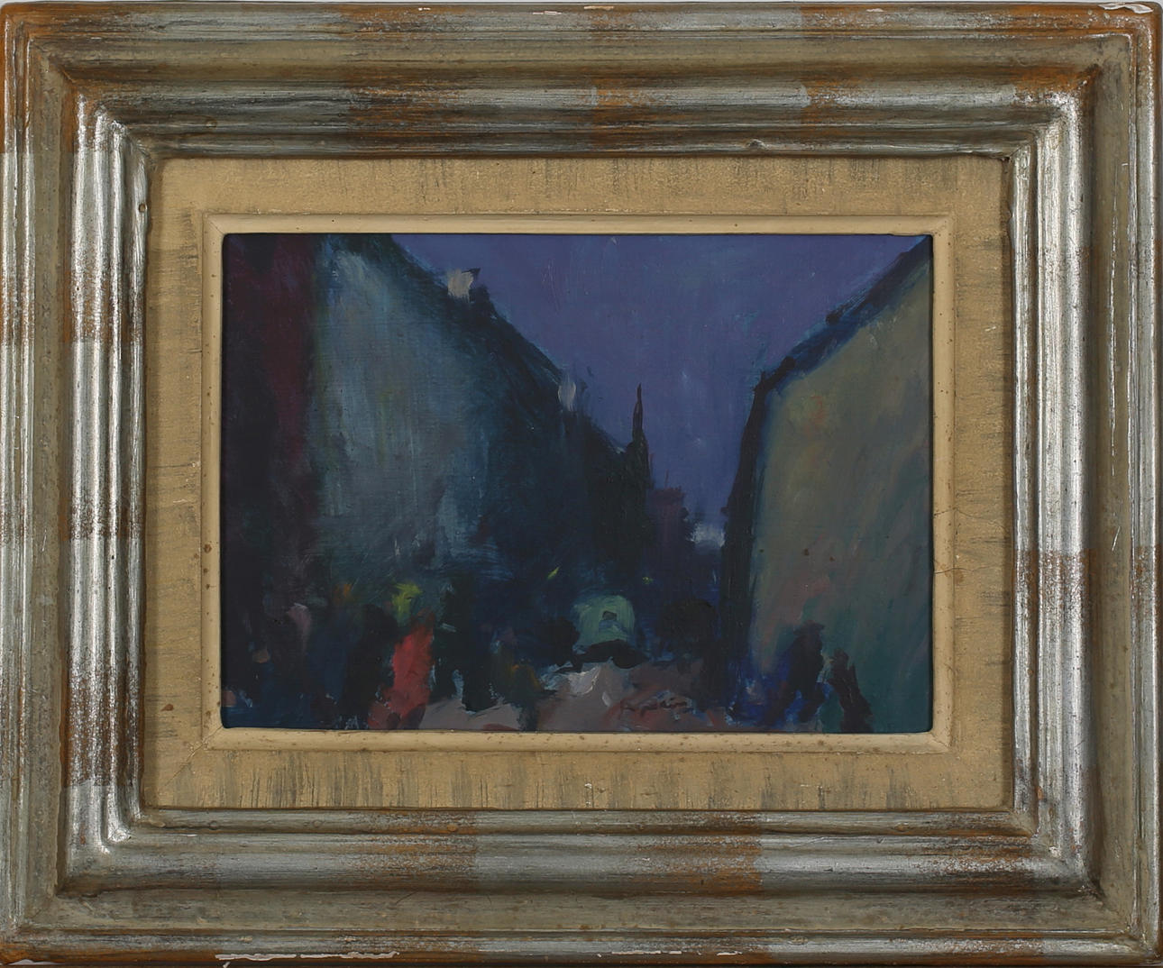 ARNE ASPELIN. Stadsbebyggelse, Malmö? Olja på pannå Signerad Aspelin.