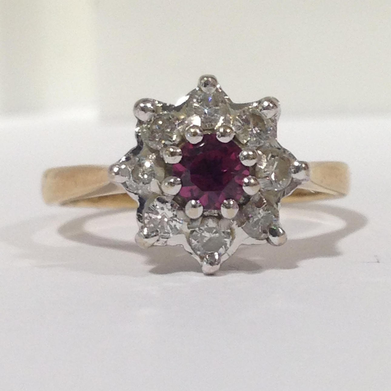DIAMOND & RUBY CLUSTER RING.