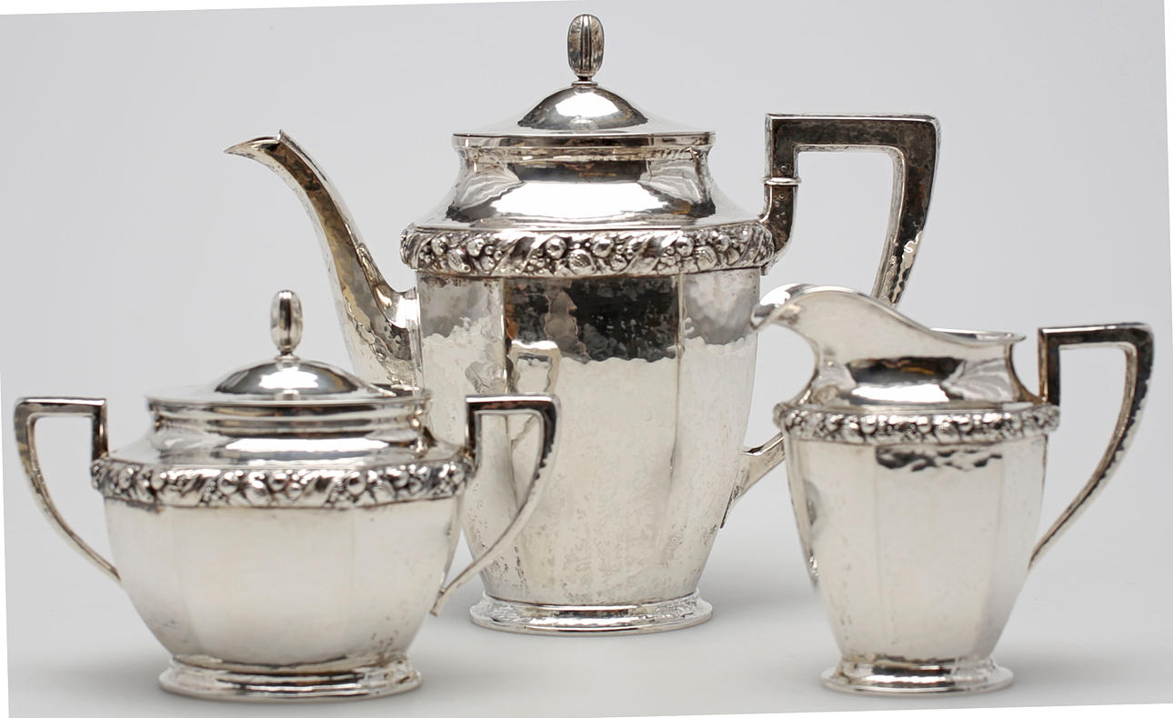 KAFFESERVIS, 3 delar, silver, importstämplat, 1900-tal.