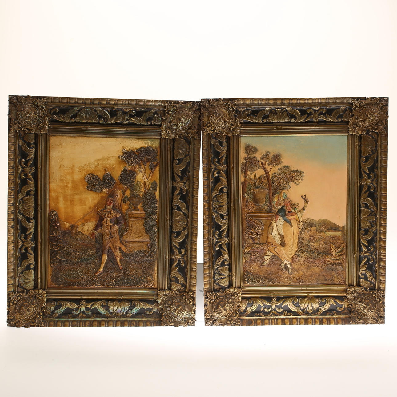 WALL PANELS, painted plaster, 18/1900s.