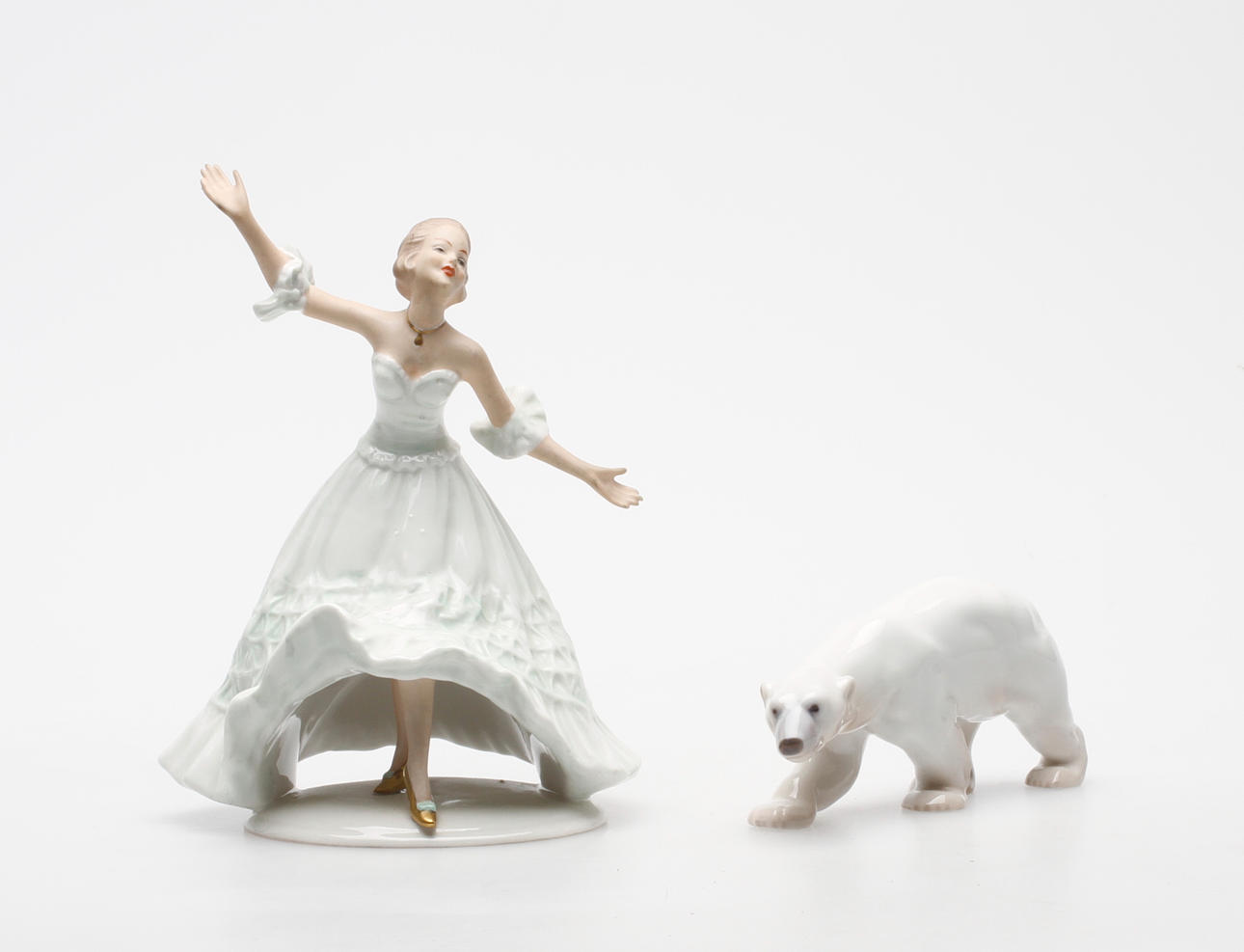 FIGURINER, 2 st, porslin, Wallendorf samt Bing & Gröndahl, 1900-tal.